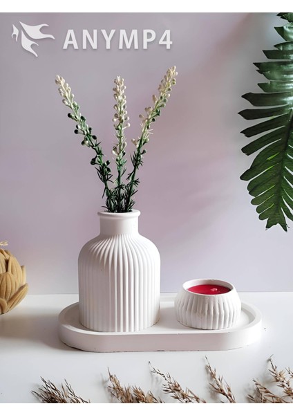 Vazo Seti Pampas Vazo Mumluk Dekoratif Tabak Biblo Seti Mum Hediyeli 3 Parça Ham-Boyasız fiyatları