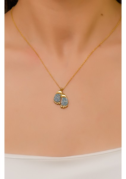 Taşlı Ayak Izi Kolye 22 Ayar A065028