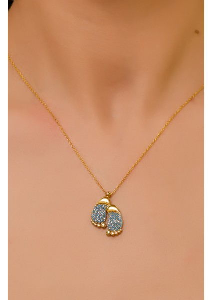 Taşlı Ayak Izi Kolye 22 Ayar A065028 fiyatları