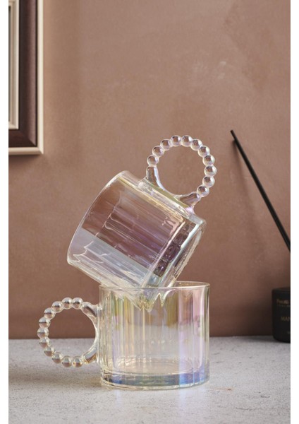 Ringo Line Luster 2'li 325 ml Cam Kupa Boncuklu Kulp Mug