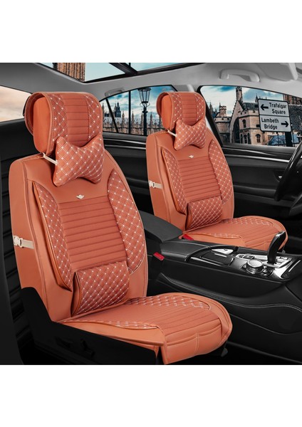 renault Laguna 3 Uyumlu Ön Arka 5 Li Set London Serisi Oto Koltuk Kılıfı Tarçın Renk