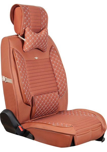 renault Laguna 3 Uyumlu Ön Arka 5 Li Set London Serisi Oto Koltuk Kılıfı Tarçın Renk