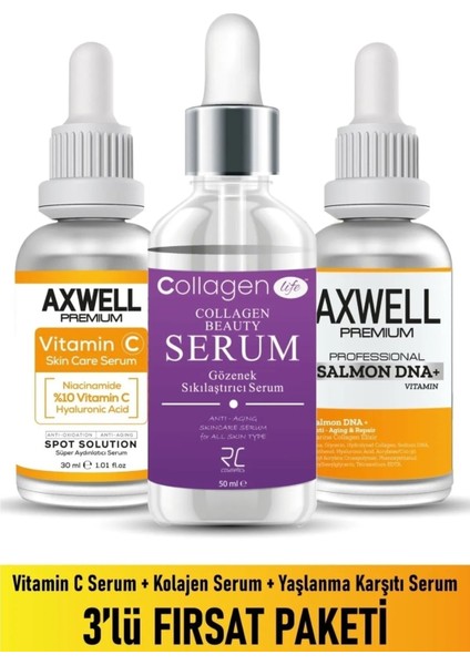 Vitamin C Serum Kolajen Serum Yaşlanma Somon Dna + Serum 3'lü Fırsat fiyatları