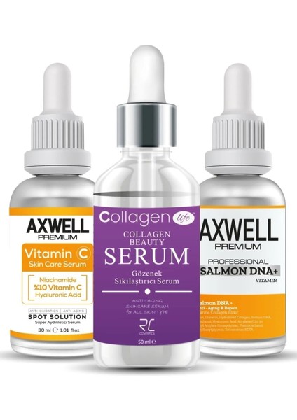 Vitamin C Serum Kolajen Serum Yaşlanma Somon Dna + Serum 3'lü Fırsat modelleri