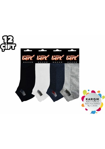 Ibrahim Berk 11-11 Erkek Likralı Patik Çorap 12'li