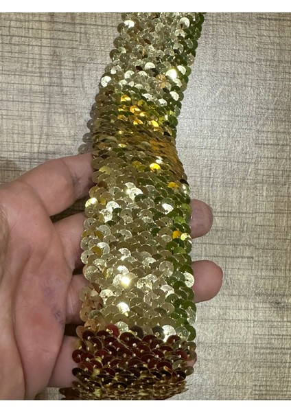 24X2 cm Payetli Lastik Dikiş Aksesuarı Kol Lastik Bel Lastik