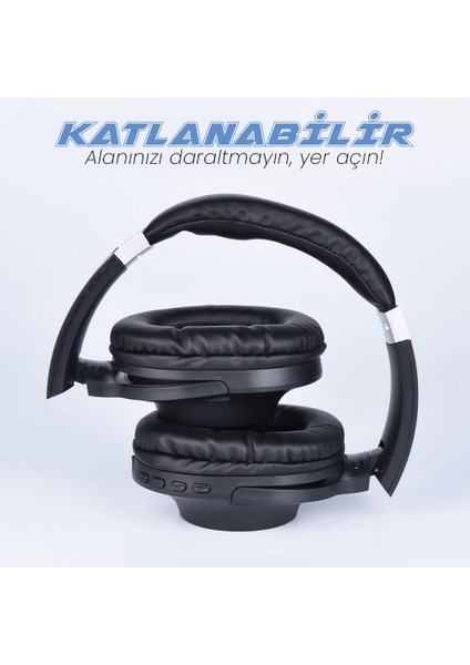 BT850 Ayarlanabilir ve Katlanabilir 90 Derece Dönebilen Kulak Üstü Bluetooth Kulaklık