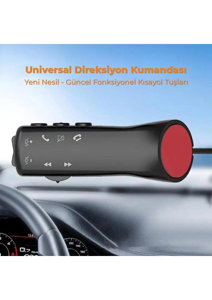 Universal Direksiyon Kumandası - 7 Fonksiyonlu Genel Kullanım Tüm Araçlarla Uyumlu