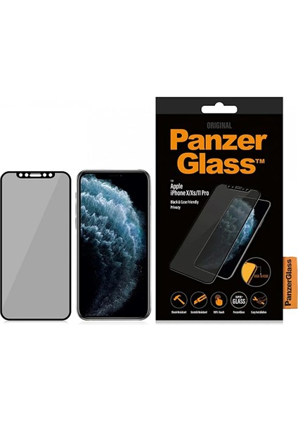 Panzer Glass Apple iPhone X/xs/11 Pro Case Friendly Privacy Ekran Koruyucu Siyah