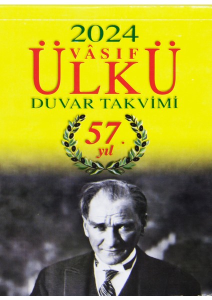 Ülkü Takvimcilik 2024 Vasıf Ülkü Duvar Takvimi ve Atatürklü Bayrak Görselli Özel Baskı Karton(Kod:04)