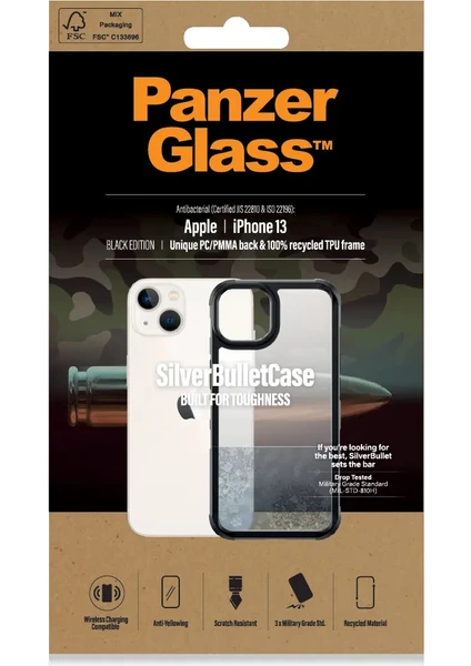 Panzer Glass iPhone 13 Için Clearcase (Siyah Çerçeve) Kılıf