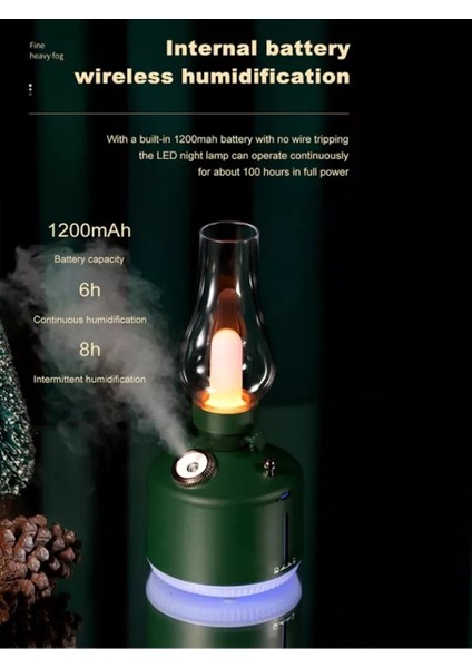 Şarj Edilebilir Dekoratif Lamba Kandil 300ML Oda Hava Nemlendirici Buhar Makinesi Koku Giderici