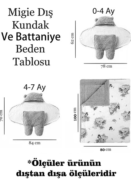 Bebek Dış Kundak Uyku Tulumu Battaniye Kıvırcık Peluş Gri