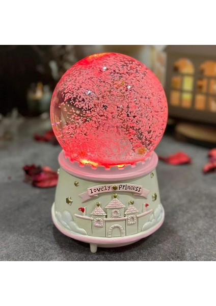 Prenses Kız Temalı Büyük Boy Püskürtmeli Işıklı ve Müzikli Kar Küresi modelleri
