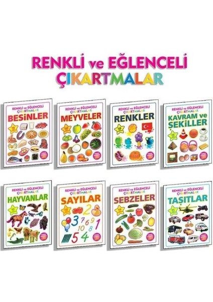 Renkli ve Eğlenceli Çıkartmalar Seti 8 Kitap Takım