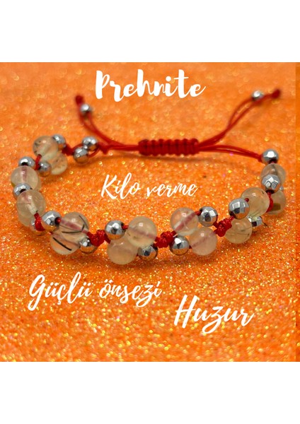 6mm Ipli Prehnite Ayarlanabilir Ölçü Doğal Taş Bileklik