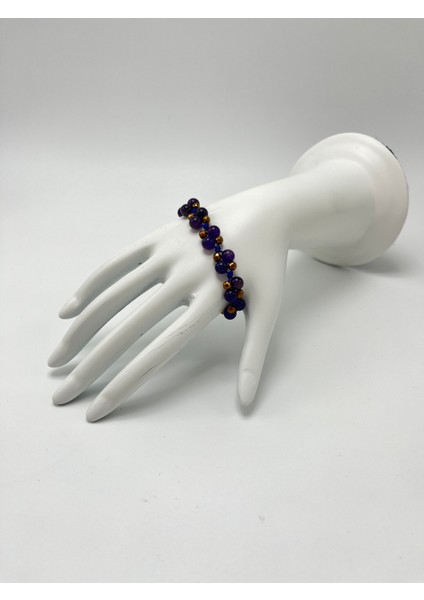 6mm Ipli Ametist Ayarlanabilir Ölçü Doğal Taş Bileklik fırsatları