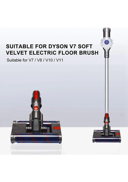 Dyson V7 Şarjlı Süpürgeler Uyumlu Motorlu Çift Yumuşak Temizleyici Fırçalı Süpürücü Başlık modelleri