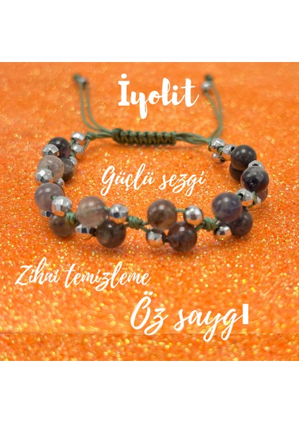 6mm Ipli Iyolit Ayarlanabilir Ölçü Doğal Taş Bileklik