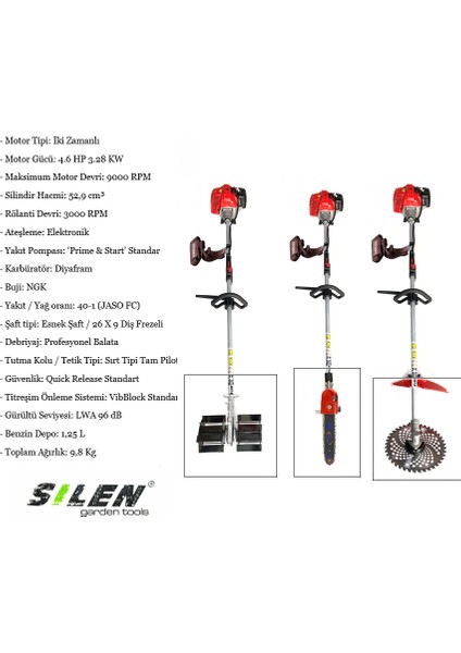 Yan Tırpan + Dal Testere + Paletli Çapa Makinesi 3.2kw 4.6hp