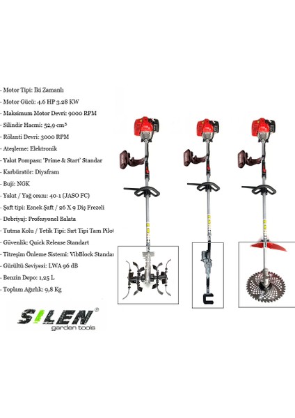 Yan Tırpan + Zeytin Silkeleme + Akrep Çapa Makinesi 3.2kw 4.6hp