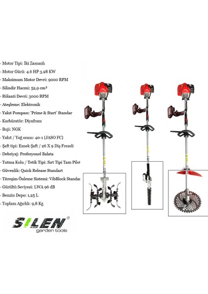 Yan Tırpan + Çit Kesme + Akrep Çapa Makinesi 3.2kw 4.6hp