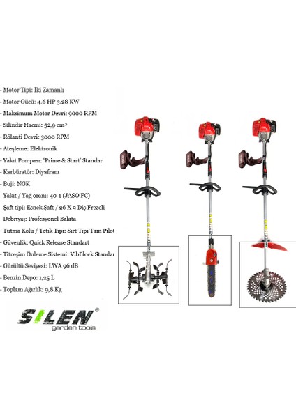 Yan Tırpan + Dal Testere + Akrep Çapa Makinesi 3.2kw 4.6hp