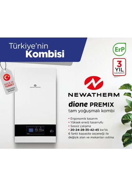 Dione 24 Kw Erp 'li Premix Tam Yoğuşmalı Kombi