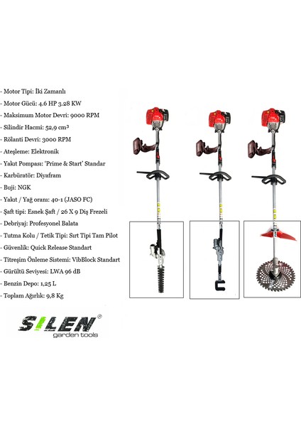 Yan Tırpan + Çit Kesme + Zeytin Silkeleme Makinesi 3.2kw 4.6hp