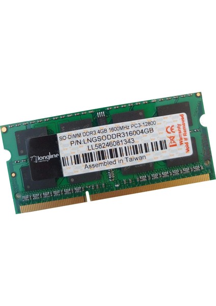 LNGDDR31600NB/4GB 4gb Ddr3 1600MHZ Book Bellek CL11 PC3-12800 1.5V So-Dımm