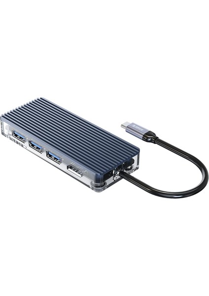 7 Portlu USB 3.0 100W HDMI Tf/sd Kart Okuyucu Çoklayıcı Hub Gri