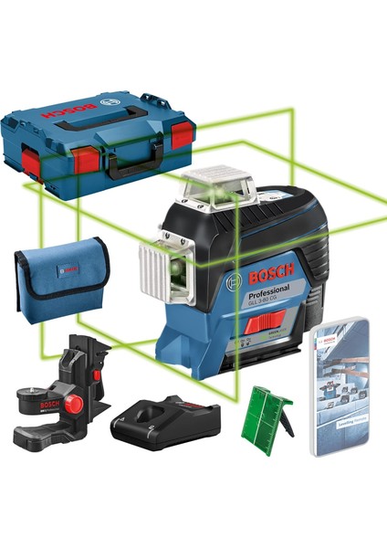 Professional Gll 3/80 Cg Çizgi Lazeri, Yeşil Lazer, Bluetoothlu, 12V, Çalışma Alanı: 120 M, L/boxx Içinde