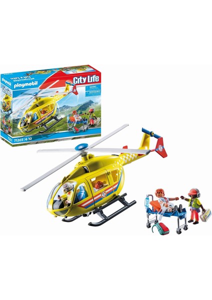 Playmobil 71203 City Life Tıbbi Helikopter, Helikopter Oyuncağı, Acil Kurtarma Hizmetleri Oyuncak Seti, Eğlenceli, Yaratıcı Rol Yapma, Oyun Seti, 4 Yaş ve Üzeri Çocuklar Için Uygun