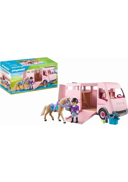 Playmobil 71237 Country At Taşıma Aracı, Midilli Çiftliği, At Oyuncakları, Eğlenceli, Yaratıcı Rol Yapma, Oyun Seti, 4 Yaş ve Üzeri Çocuklar Için Uygun