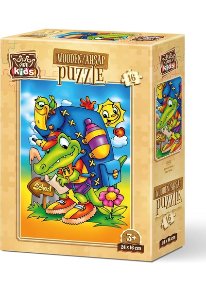 Kids Okul Yolu 16 Parça Ahşap Puzzle