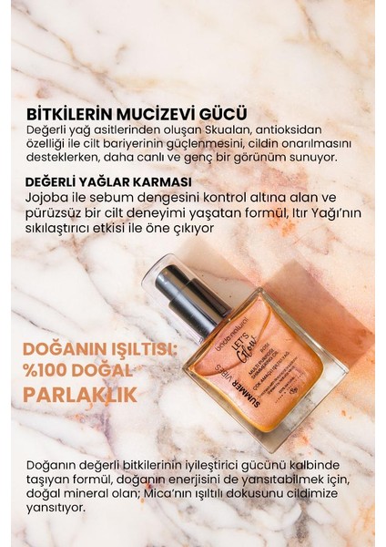 Bade Natural Nemlendirici Işıltılı Rose Çok Amaçlı Vücut Yağı 50 ml