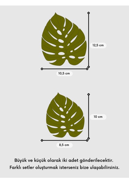 Monstera Yaprak Motifli Buzdolabı Magneti - 2'li - Bioplastik