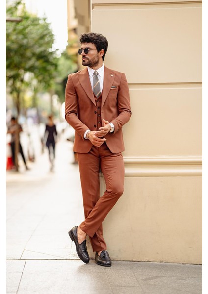 Balkan Slim Fit Kahve Takım Elbise fiyatları