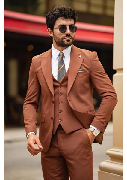 Balkan Slim Fit Kahve Takım Elbise indirimleri