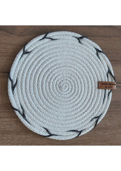 2'li Ekru Nihale Hasır El Yapımı Mutfak Aksesuar Tarz Moda Yemek Sofra Altlık - 22X22CM