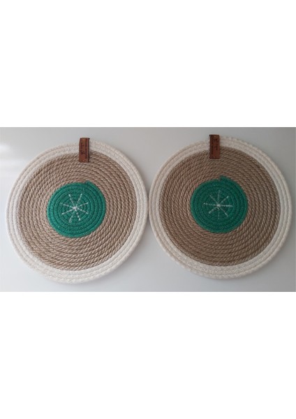 2'li Nihale Hasır El Yapımı Mutfak Aksesuar Tarz Moda Yemek Sofra Altlık - 22X22CM