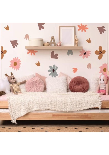 Soft Vintage Renkli Çiçekler Karışık Seri Botanik Bahçe Duvar Etiketleri