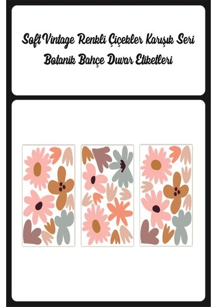 Soft Vintage Renkli Çiçekler Karışık Seri Botanik Bahçe Duvar Etiketleri modelleri