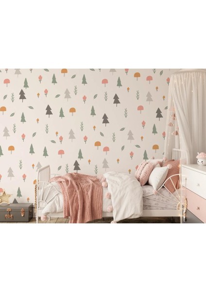 Minimalist Orman Ağaçları Soft Ağaç, Çiçek, Mantar, Yapraklar, Botanik Duvar Sticker fiyatları