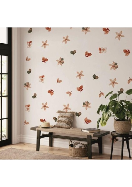 Minimalist Sonbahar Soyut Çiçek Boho Tarzı Kabuğu ve Sopa Suluboya Duvar Sticker