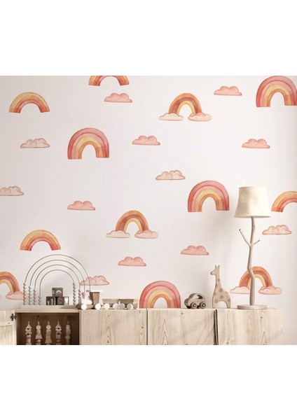 Minimalist Gökkuşağı Bulut Boho Syle Duvar Dekoru Çocuk Odası Dekorasyon Sticker Etiket