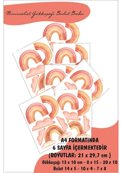 Minimalist Gökkuşağı Bulut Boho Syle Duvar Dekoru Çocuk Odası Dekorasyon Sticker Etiket fırsatları