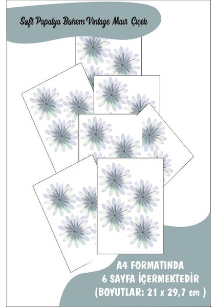 Soft Papatya Bohem Vintage Mavi Çiçek Soft Pastel Boho Tarzı Suluboya Çiçek Duvar Dekorasyon Etiket indirimleri