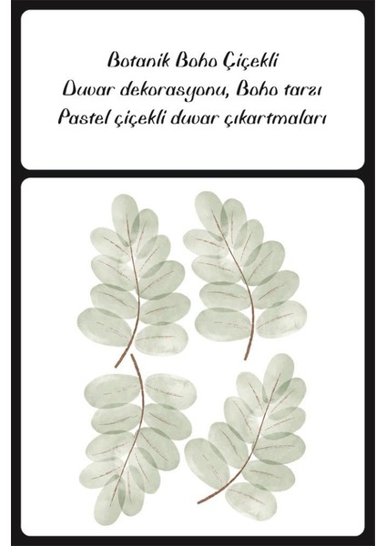 Botanik Pastel Vintage Boho Çiçekli Duvar Dekorasyonu, Boho Tarzı Pastel Çiçekli Duvar Sticker fiyatları