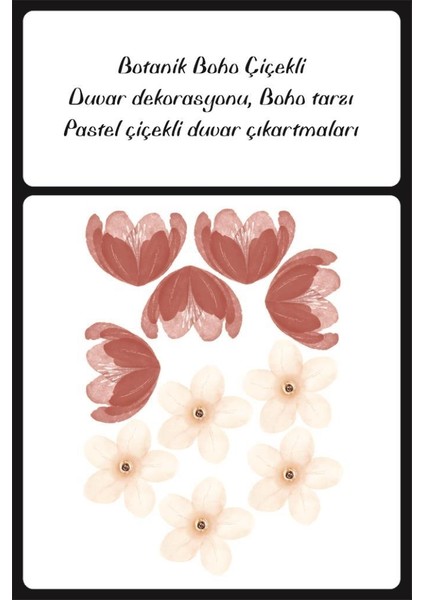 Botanik Pastel Vintage Boho Çiçekli Duvar Dekorasyonu, Boho Tarzı Pastel Çiçekli Duvar Sticker modelleri